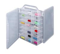 Povxlum Aufbewahrungsbox für Nähgarn-Aufbewahrungsbox mit Doppelseitigen 46 Fächern Nähorganizer für Stickgarn, Schmuck und Nagellack
