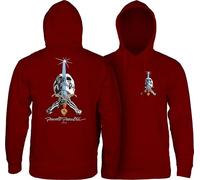 Powell Peralta Skull & Sword Kapuzen-Sweatshirt, Kastanienbraun, Größe L