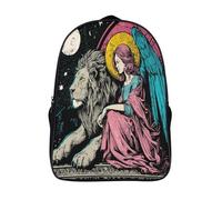 Power Angel And Löwe Rucksack Pop-Art Kinderrucksack Schultasche Teenager Schulranzen Für Schule Und Reise Büchertasche 16 inch