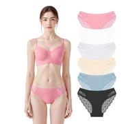 POWER FLOWER 6er-Pack Damen Baumwollslips - Spitzen Slips, Bequeme Bikini Slips, Atmungsaktive und Stylische Alltagsunterwäsche