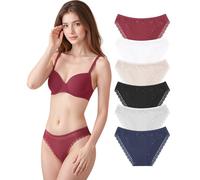 POWER FLOWER 6er-Pack Damen Baumwollslips - Spitzen Slips, Bequeme Bikini Slips, Atmungsaktive und Stylische Alltagsunterwäsche