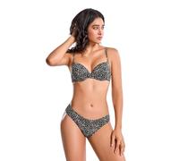POWER FLOWER Damen Badeanzug Mit Leoparden-Druck Zweiteiliger Badeanzug Bikini-Sets (XL, TH239-BW)