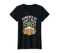 Powered By Craft Beer Hop-Tasse Celebration Preisgünstiges Grafik-T-Shirt, Damen, Schwarz, L