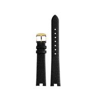POYNMRE 12 14 mm, kompatibel mit Gucci YA141.4 YA141505, weiches, dünnes Uhrenarmband aus echtem Rindsleder im Eidechsenmuster, GC-Uhrenarmband for Damen(Black-gold buckle,14mm)