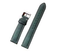 POYNMRE 14/16/18/20/22/24 mm Schnellverschluss-Uhrenarmband, Herren- und Damenarmband, Echtleder-Uhrenarmband, Ersatzarmband im Vintage-Braun-Stil(Green,16mm)