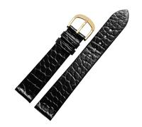 POYNMRE 16 mm 18 20 Alligator Herren Damen Uhrenarmband Kompatibel mit LONGINES PATEK PHILIPPE Ultradünnes Lederarmband Weich(Black-gold,20mm)