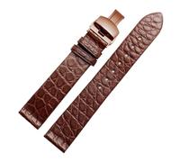 POYNMRE 16 mm 18 20 Alligator Herren Damen Uhrenarmband Kompatibel mit LONGINES PATEK PHILIPPE Ultradünnes Lederarmband Weich(1Brown-rosegold,20mm)