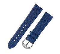 POYNMRE 16 mm 18 20 Alligator Herren Damen Uhrenarmband Kompatibel mit LONGINES PATEK PHILIPPE Ultradünnes Lederarmband Weich(Blue-Silver,16mm)