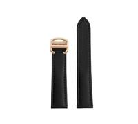 POYNMRE 16 mm, 18, 20, dunkelblaues Nylon-Uhrenarmband, kompatibel mit Cartier London Herren, SANTOS Damen, Rindsleder-Armband(Black rose gold,Width 16mm)