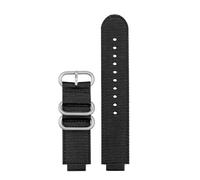 POYNMRE 16 mm, kompatibel mit Casio Ga900 Ga700 GA-110 GA-100 GA-120, atmungsaktives Uhrenarmband, Nylon-Armband, Edelstahl-Schnallenarmband(Black Silver Buckle)