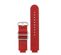 POYNMRE 16 mm, kompatibel mit Casio Ga900 Ga700 GA-110 GA-100 GA-120, atmungsaktives Uhrenarmband, Nylon-Armband, Edelstahl-Schnallenarmband(Red Silver Buckle)