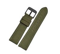 POYNMRE 18 mm 20 22 23 24 Nylon-Lederarmband for Herren, Canvas-Armband, Gürtel, kompatibel mit Casio Tissot Uhrenarmband(Green black pin,20mm)