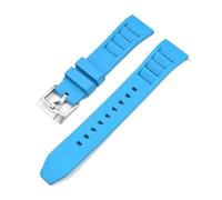 POYNMRE 19/20/21/22/24 mm FKM-Armband, kompatibel mit Tissot Casio, Schnellverschluss, Fluorkautschuk-Uhrenarmband, Swatch X Omega MoonSwatch(Light blue-silver,19mm)