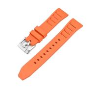 POYNMRE 19/20/21/22/24 mm FKM-Armband, kompatibel mit Tissot Casio, Schnellverschluss, Fluorkautschuk-Uhrenarmband, Swatch X Omega MoonSwatch(Orange-silver,21mm)