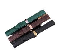 POYNMRE 19 mm 20 21 m 22 Straußenleder-Uhrenarmband, Schwarz, Grün, Braun, Damen und Herren, Uhrenarmband, Zubehör, kompatibel mit Longines, Seiko, Omega, Tissot(Green-steel Folding,20mm)
