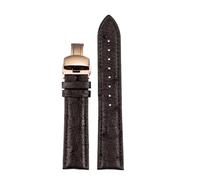 POYNMRE 19 mm 20 21 m 22 Straußenleder-Uhrenarmband, Schwarz, Grün, Braun, Damen und Herren, Uhrenarmband, Zubehör, kompatibel mit Longines, Seiko, Omega, Tissot(Brown-RG Folding,19mm)