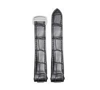 POYNMRE 19 mm 20 Schnellverschluss-Uhrenarmband aus echtem Leder, kompatibel mit Cartier Roadster W6206018 W6206017, Nylon-Armband for Herren und Damen(A Black silver,20mm)