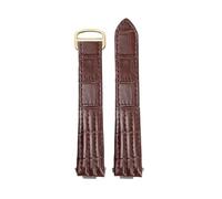 POYNMRE 19 mm 20 Schnellverschluss-Uhrenarmband aus echtem Leder, kompatibel mit Cartier Roadster W6206018 W6206017, Nylon-Armband for Herren und Damen(B Brown gold,19mm)