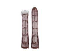 POYNMRE 19 mm 20 Schnellverschluss-Uhrenarmband aus echtem Leder, kompatibel mit Cartier Roadster W6206018 W6206017, Nylon-Armband for Herren und Damen(A Brown silver,19mm)