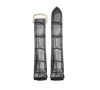 POYNMRE 19 mm 20 Schnellverschluss-Uhrenarmband aus echtem Leder, kompatibel mit Cartier Roadster W6206018 W6206017, Nylon-Armband for Herren und Damen(A Black rose,19mm)