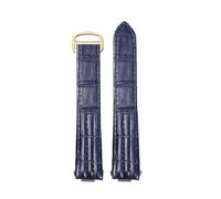 POYNMRE 19 mm 20 Schnellverschluss-Uhrenarmband aus echtem Leder, kompatibel mit Cartier Roadster W6206018 W6206017, Nylon-Armband for Herren und Damen(B Blue gold,19mm)