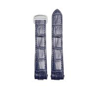 POYNMRE 19 mm 20 Schnellverschluss-Uhrenarmband aus echtem Leder, kompatibel mit Cartier Roadster W6206018 W6206017, Nylon-Armband for Herren und Damen(A Blue silver,20mm)