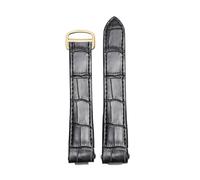 POYNMRE 19 mm 20 Schnellverschluss-Uhrenarmband aus echtem Leder, kompatibel mit Cartier Roadster W6206018 W6206017, Nylon-Armband for Herren und Damen(A Black gold,20mm)