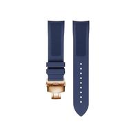 POYNMRE 19 mm schwarz-blaues Fluorkautschuk-Uhrenarmband, kompatibel mit Tissot T41/T006, Longines L3.640/784, 39 Zifferblatt, Sport-Taucheruhr(B- blue-gold)