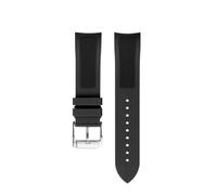 POYNMRE 19 mm schwarz-blaues Fluorkautschuk-Uhrenarmband, kompatibel mit Tissot T41/T006, Longines L3.640/784, 39 Zifferblatt, Sport-Taucheruhr(A- Black-silver)