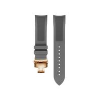 POYNMRE 19 mm schwarz-blaues Fluorkautschuk-Uhrenarmband, kompatibel mit Tissot T41/T006, Longines L3.640/784, 39 Zifferblatt, Sport-Taucheruhr(B-Grey rose gold)