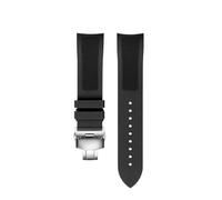 POYNMRE 19 mm schwarz-blaues Fluorkautschuk-Uhrenarmband, kompatibel mit Tissot T41/T006, Longines L3.640/784, 39 Zifferblatt, Sport-Taucheruhr(B-Black silver)