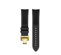 POYNMRE 19 mm schwarz-blaues Fluorkautschuk-Uhrenarmband, kompatibel mit Tissot T41/T006, Longines L3.640/784, 39 Zifferblatt, Sport-Taucheruhr(B-Black gold)