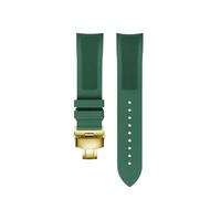 POYNMRE 19 mm schwarz-blaues Fluorkautschuk-Uhrenarmband, kompatibel mit Tissot T41/T006, Longines L3.640/784, 39 Zifferblatt, Sport-Taucheruhr(B-green gold)