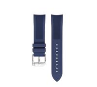 POYNMRE 19 mm schwarz-blaues Fluorkautschuk-Uhrenarmband, kompatibel mit Tissot T41/T006, Longines L3.640/784, 39 Zifferblatt, Sport-Taucheruhr(A- blue-silver)