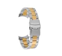 POYNMRE 20 22 mm Edelstahl-Uhrenkette for Herren, kompatibel mit Seiko Nr. 5 SRPD63K1 SRPB41J1 Green Water Ghost Casio MDV-106 Uhrenarmband(Silver gold-three,22mm)