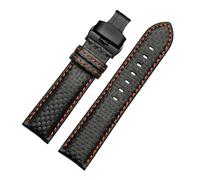 POYNMRE 20 MM 21 22 23 Universal-Uhrenarmband aus schwarzer Kohlefaser, kompatibel mit Herren-Armband, Dornschließe, Schmetterlingsverschluss, weich(1blackorange-black,22mm)