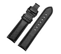 POYNMRE 20 MM 21 22 23 Universal-Uhrenarmband aus schwarzer Kohlefaser, kompatibel mit Herren-Armband, Dornschließe, Schmetterlingsverschluss, weich(1black-black,20mm)