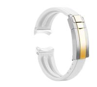 POYNMRE 20 mm 21 22 Uhrenarmband aus Metall mit gebogenem Ende, kompatibel Tudor Black Bay 1958 M79230 M79363n M79030n, Gummi und Silikon(White-silver gold,22mm width)