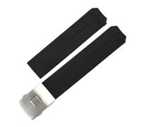 POYNMRE 20 mm 21 schwarz-orangefarbenes Silikonkautschukarmband, kompatibel mit Tissot TOUCH COLLECTION EXPERT SOLAR Serie T091T013 T081 Herrenuhrarmband(Black silver,21mm)