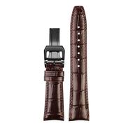POYNMRE 20 mm 22 Uhrenarmband aus italienischem Rindsleder mit Nadelfaltschließe, Lederarmband, passend for Armbänder der IWC PORTUGIESER-Serie(Brown black buckle)