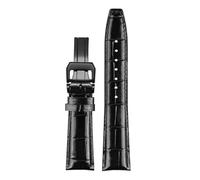 POYNMRE 20 mm 22 Uhrenarmband aus italienischem Rindsleder mit Nadelfaltschließe, Lederarmband, passend for Armbänder der IWC PORTUGIESER-Serie(Black black buckle)