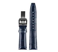 POYNMRE 20 mm 22 Uhrenarmband aus italienischem Rindsleder mit Nadelfaltschließe, Lederarmband, passend for Armbänder der IWC PORTUGIESER-Serie(Blue black buckle)