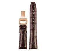 POYNMRE 20 mm 22 Uhrenarmband aus italienischem Rindsleder mit Nadelfaltschließe, Lederarmband, passend for Armbänder der IWC PORTUGIESER-Serie(Brown rose gold)