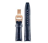 POYNMRE 20 mm 22 Uhrenarmband aus italienischem Rindsleder mit Nadelfaltschließe, Lederarmband, passend for Armbänder der IWC PORTUGIESER-Serie(Blue rose gold)