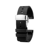 POYNMRE 20 mm 23 Uhrenarmband for Herren und Damen, kompatibel mit Cartier Santos 100 W20073X8 W20106X8 W2020008, Gummiarmband, Silikonarmband(Black silver Folding,20mm)