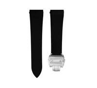 POYNMRE 21 mm Fluorkautschuk-Uhrenarmband, kompatibel mit Cartier Santos W2SA0006 WGSA0037, wasserdichtes FKM-Kautschukarmband, Blau, Schwarz, Orange, Grau(2black-silver)