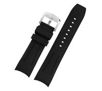 POYNMRE 22 mm gebogenes Fluorkautschuk-Uhrenarmband, kompatibel mit Mido New Multifort TV-Serie M049.526, Kautschuk-Uhrenarmband, weiches Herrenarmband(Black silver pin)