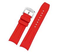 POYNMRE 22 mm gebogenes Fluorkautschuk-Uhrenarmband, kompatibel mit Mido New Multifort TV-Serie M049.526, Kautschuk-Uhrenarmband, weiches Herrenarmband(Red silver pin)