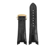 POYNMRE 26 mm Rindsleder-Uhrenarmband, kompatibel mit Rado Emperor Star R15762175 D-Star, Echtleder-Uhrenarmband, Herren-Zubehör Faltschließe(BLACK GRAY)
