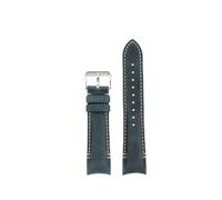 POYNMRE Arc Crazy Horse Echtleder-Uhrenarmband, kompatibel mit Rolex, Schwarz, Grün, Water Ghost, Omega, Tissot, gebogenes Rindsleder-Uhrenarmband, 20 22 m(Blue beige sk pin,Width 20mm)